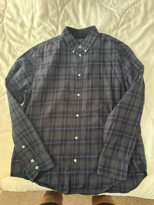 Rag and Bone Button Up Shirt Mens XL Cotton Long Sleeve Plaid Green And Black - Picture 1 of 4