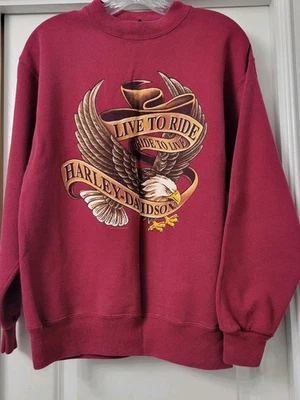 Vintage Harley Davidson Of New Orleans Burgundy Sweatshirt Size MED Live To Ride - Image 1 of 4