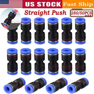 100PCS Quick Connect Straight Push Connector Pneumatic Air Line Hose Fitting Kit - Picture 1 of 20