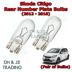 For Skoda Citigo Rear Number Plate Bulbs Pair Reg Bulb Light Lights (12-18) - Picture 1 of 1