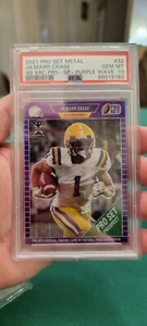 2021 PRO SET METAL JA'MARR CHASE PURPLE WAVE SSP ROOKIE RC PSA 10 GEM MINT POP 1 - Picture 1 of 2