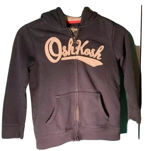 Hoodie Zip Up Jacket Size 8 Oshkosh b'gosh Unisex Blue Gray Children - Picture 1 of 9