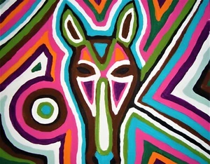 Painting Horse Original Signed Art Abstract Geometric Modern Artist Carla Dancey - Picture 1 of 3