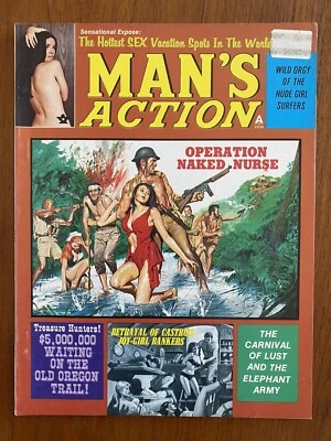 MAN'S ACTION Magazine February 1973 - Rare Vintage Pulp - Adventure - Girls - Image 1 of 4