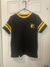 Dutch Bros Shirt Black Yellow Coffee Ringer Crewneck Tee Size L FREE SHIP!