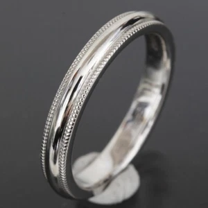 HARRY WINSTON MILGRAIN RING US6 pt950 3mm width ring Newly Polished 5.7g 6030A - Picture 1 of 4