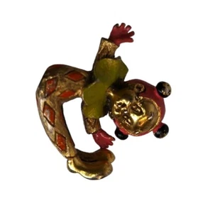 Tortolani Payaso Niño Bufón Jacquard Broche Prendedor Tono Dorado Disfraz De Colección Pixie - Imagen 1 de 8