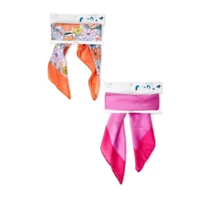 Time and Tru Women's Print & Solid Headscarf , 2 Pack - Picture 1 of 2