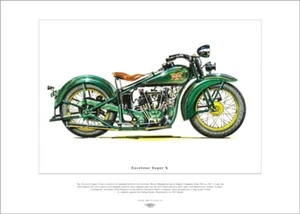 EXCELSIOR SUPER X - Motor Cycle Fine Art Print - 750cc (45 cu in.) 1927 V-Twin - Picture 1 of 1