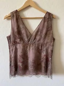 Elie Tahari Overlay Camisole Gold Pink Floral Size Large - Picture 1 of 6
