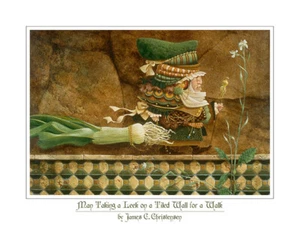 James Christensen MAN TAKING A LEEK ON TILED WALL art print - Picture 1 of 1