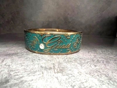 Brazalete Brazalete Guess Vintage Oro Latón Color Verde Metal Esmaltado Foto 1 de 4