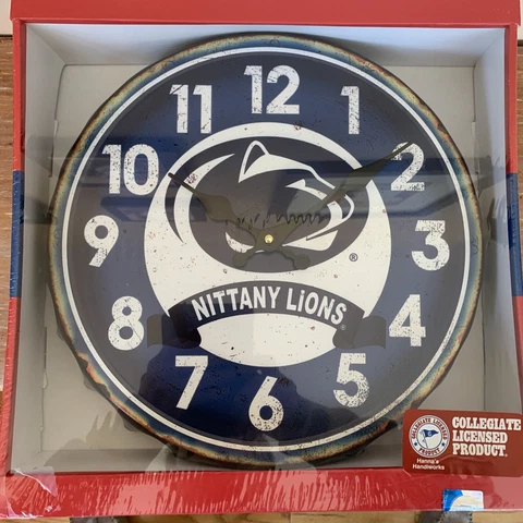 NEW PENN STATE NITTANY LIONS LOGO 12" BEER BOTTLE CAP ROUND WALL CLOCK DORM!! Cover