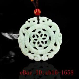 Jade Dragon Phoenix Pendant Necklace Amulet Carved Double-sided Jewelry Natural