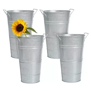 Notakia 12 Inch Large Galvanized Metal Vases Farmhouse French Flower Bucket V... - Picture 1 of 9