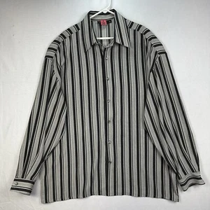 Camisa de Colección MONZINI Negra Gris Rayas Para Hombre Talla 2X Manga Larga Hecha en EE. UU. - Imagen 1 de 8