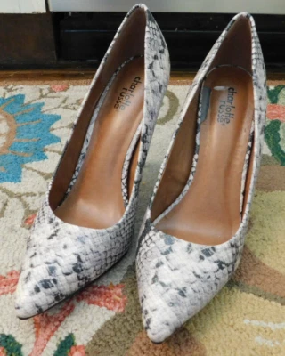 Charlotte Russe Classic Pumps High Heels Beige Black Snakeskin Pattern Sz 8 EUC - Image 1 of 4