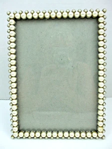 Interior Accents Picture Photo Frame Pewter Silver with Pearls Border 7.5"x 5.5 - Picture 1 of 8