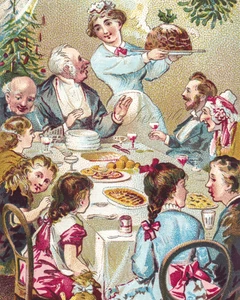 PÓSTER DE CENA DE NAVIDAD vintage impresión de bellas artes giclee de 8" x 10" - Imagen 1 de 1