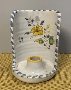 Aplique de Pared Candelabro Talavera España Floral Pintado a Mano Firmado 4-5/8" De Colección - Imagen 1 de 15