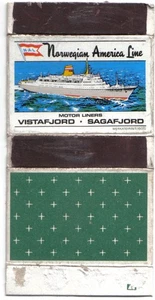 Matchbook Cover Norwegian America Line Vistafjord Sagafjord Flattened Box - Picture 1 of 1