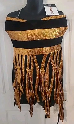 Bumblebee Dress Sequin Costume Adult Size Medium Stretchy Halloween - Image 1 of 4