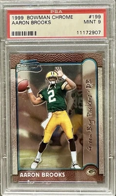 1999 BOWMAN CHROME ~ AARON BROOKS #199 ~ RC ROOKIE ~ PSA 9 ~ NEW ORLEANS SAINTS - Image 1 of 2