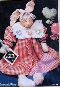 Muñeca Conejo de Cumpleaños de Cumpleaños Puntos de Campo Patrón Artesanal 15" con Vestido - Imagen 1 de 2