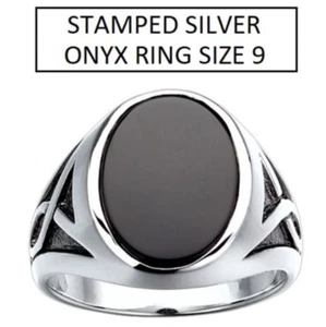 NEW 925 SILVER ONYX RING SIZE 9  New w/Tags - STUNNING!! - Bild 1 von 8