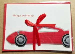 Birthday 3-D Red Car Gem & Ribbon "Keep On Dreamin'" Paper Magic Greeting Card - Picture 1 of 3