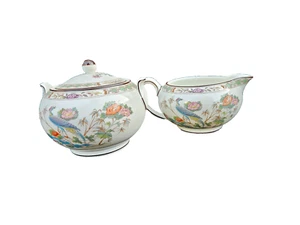 Caja de azúcar cubierta y jarra de crema Wedgwood KUTANI CRANE - Imagen 1 de 4
