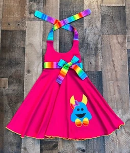 Rainbow Monster Theme Birthday Girl Dress - Picture 1 of 1