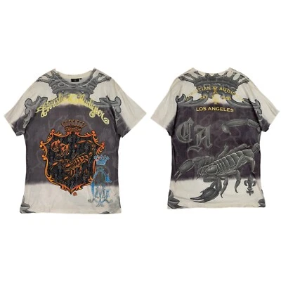 Christian Audigier Мужская 2XL Y2K тату искусства графический футболка винтажный Ed Hardy стиль - Изображение 1 из 4