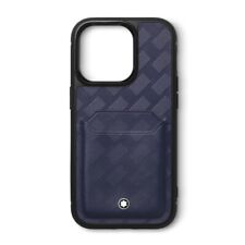 Montblanc Extreme 3.0 Genuine Leather 2CC Hard Cover Case for iPhone 15 Pro Blue