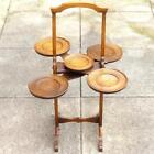 Antique Solid Oak Patented Monoplane Folding Cake Display Stand - Astons Wrexham