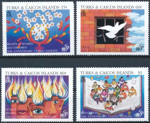 50th Anniv of The United Nations - Turks & Caicos Islands 1996 - MNH - SG 1372/5 Cover