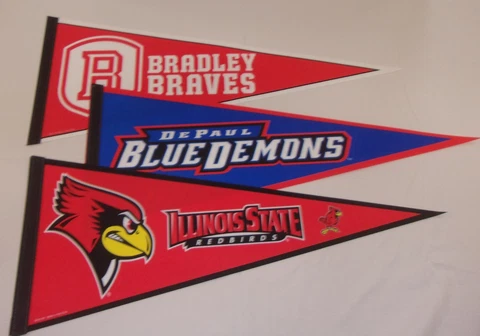Lot of 7 College pennants- State of Illinois, 12" x 30" -WinCraft- made in USA Cover