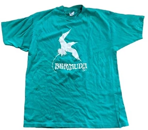 Vintage 1983 Bermuda T-Shirt Teal Tuckers Tees Size XL Hanes 50/50 - Picture 1 of 15