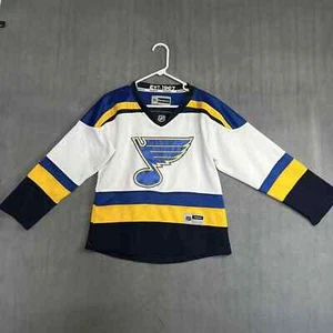 Reebok Boys Youth ' St. Louis Blues V-Neck Full Sleeve Jersey, White/Blue, Sz L - Picture 1 of 15