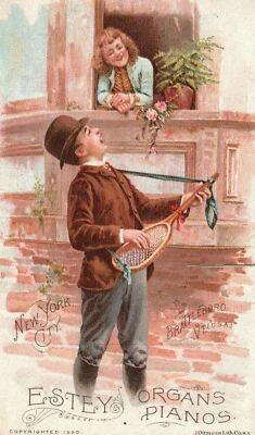 1880s-90s Estey Organs Pianos New York  A.D. Miller Lewisburg PA Trade Card - Image 1 of 2