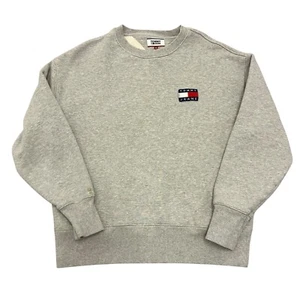 Tommy Hilfiger Sweatshirt Sweater Grey Mens M Crew Neck Logo 100% Cotton - Picture 1 of 13