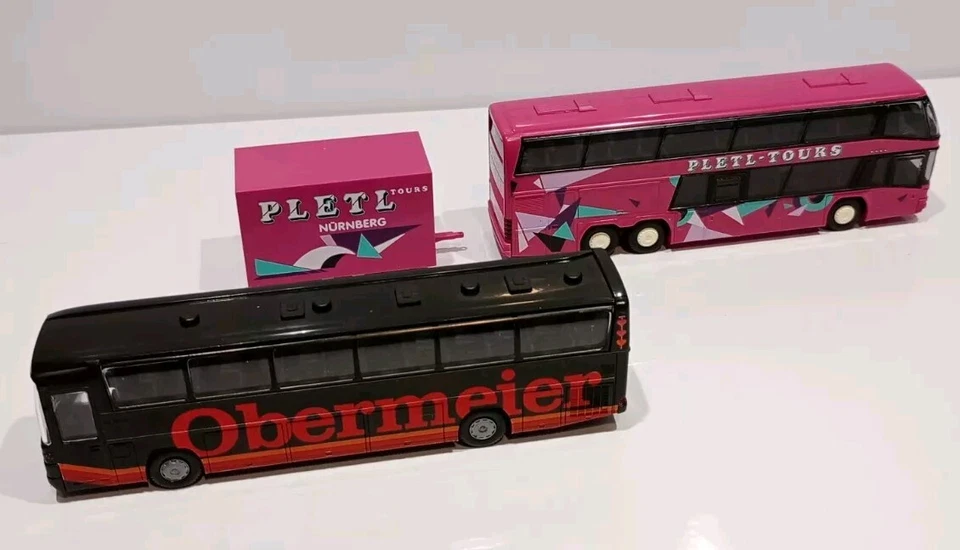 Lote de 2 autobuses Rietze escala HO vintage casi nuevos en caja completos con accesorios Foto 1 de 4