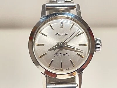RELOJ MECÁNICO VINTAGE RARO SUIZO ACERO INOXIDABLE DAMAS PEQUEÑAS "NIVADA" ANTÁRTICO Foto 1 de 4