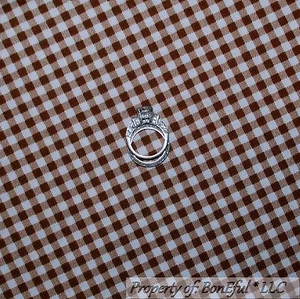 BonEful FABRIC FQ Cotton Quilt Brown Cream Baby Horse Camp Check Gingham Calico - Picture 1 of 6