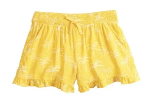 So Girls Yellow Palm Tree Smocked Shorts Ruffle Hem Pockets Size 16 Plus NWT $24 - Picture 1 of 1