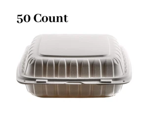 [ 50 Pack ] 3 Compartment Clam Shell Take Out Food Container 9 inch - Picture 1 of 4