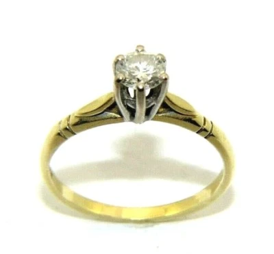 Femmes 18ct or Jaune & Diamant Fiançailles Solitaire Bague - Photo 1/4