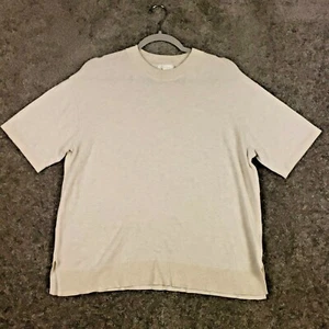 H&M Basics Ivory Off White Short Sleeve Shirt Sz Small Mens Crew Neck Basic Top - Picture 1 of 8