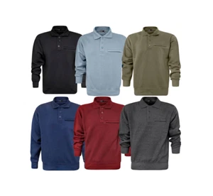 Men's Long Sleeve Button-up Sweatshirt Casual Jumper polo shirt (2092/2094) - Picture 1 of 32