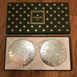 Christofle 2 silver coasters unused MINT w/box - Picture 1 of 7